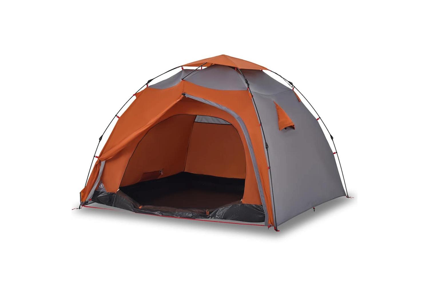 Vidaxl Camping Tent Dome 4-person Grey And Orange Quick Release-2