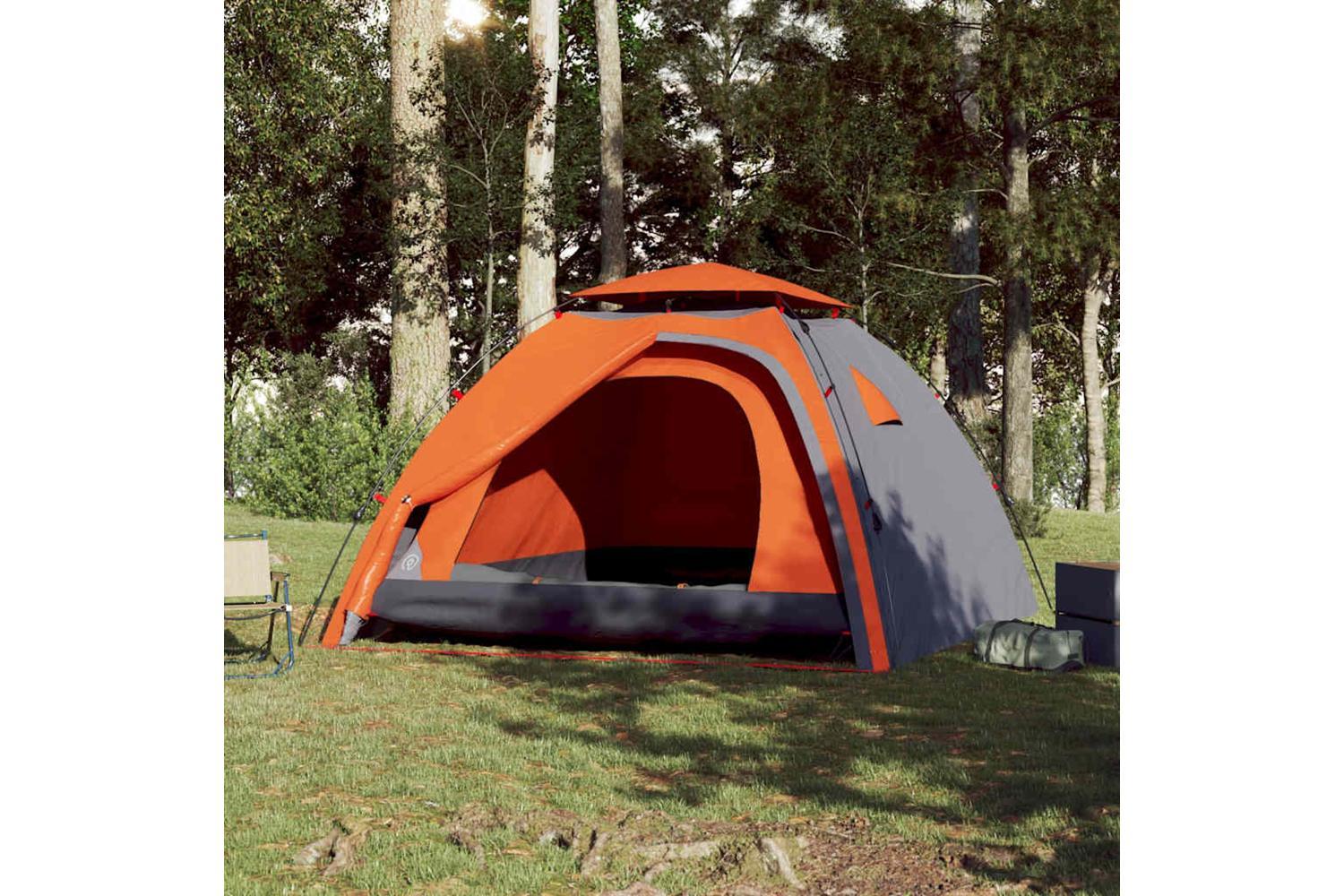 Vidaxl Camping Tent Dome 4-person Grey And Orange Quick Release-3