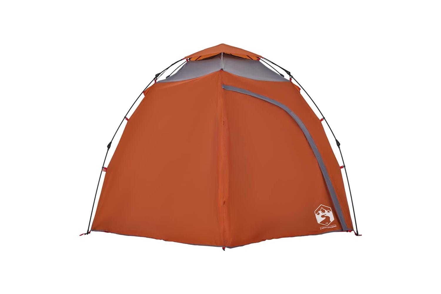 Vidaxl Camping Tent Dome 4-person Grey And Orange Quick Release-6