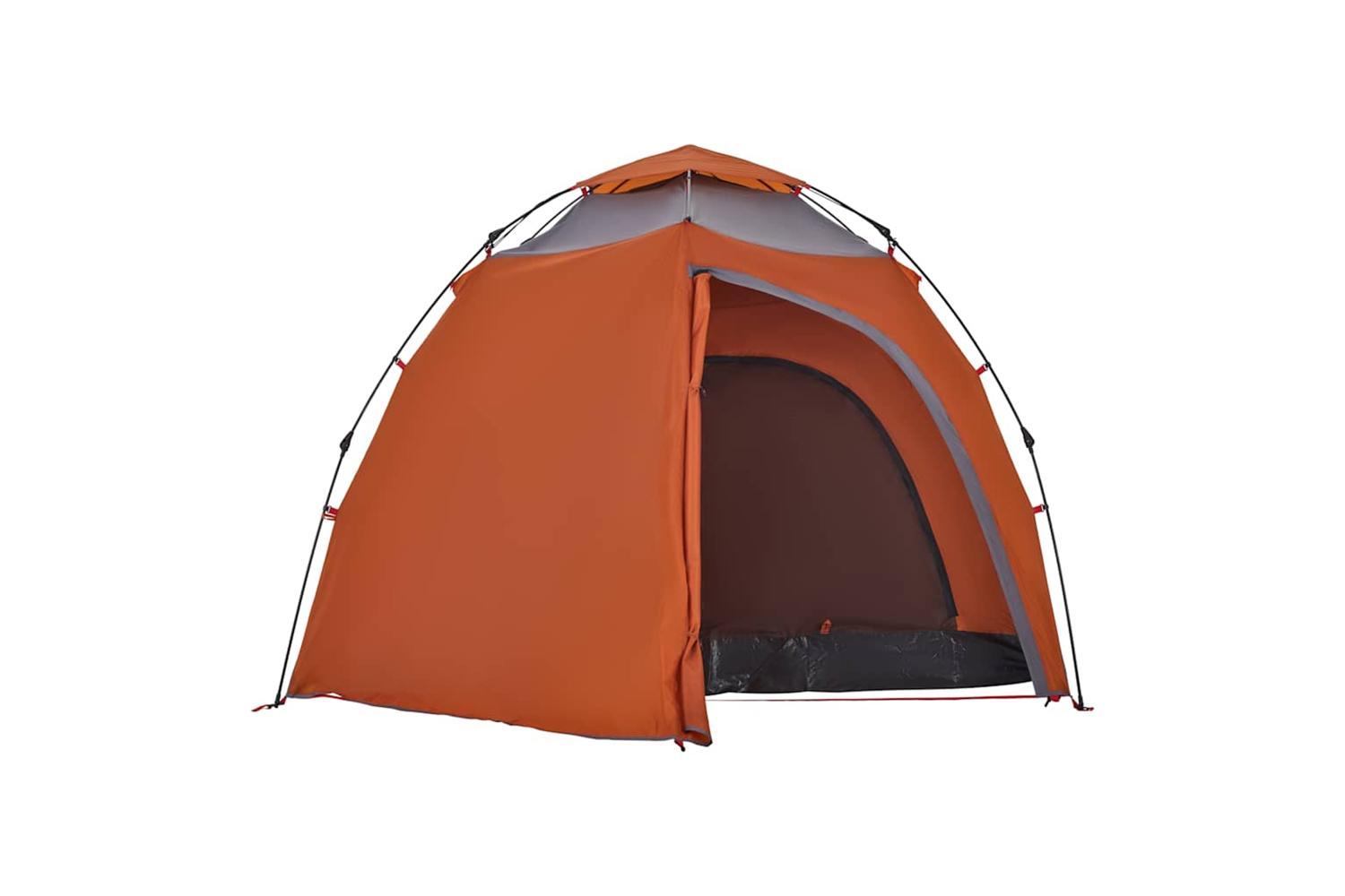 Vidaxl Camping Tent Dome 4-person Grey And Orange Quick Release-7