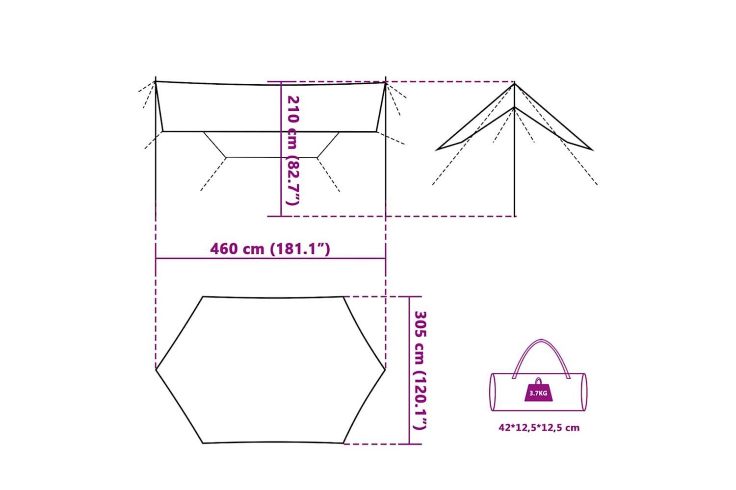 Vidaxl Camping Tarp Green 460x305x210 Cm Waterproof-9