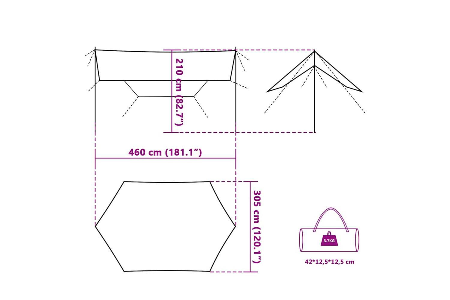 Vidaxl Camping Tarp Orange 460x305x210 Cm Waterproof-9