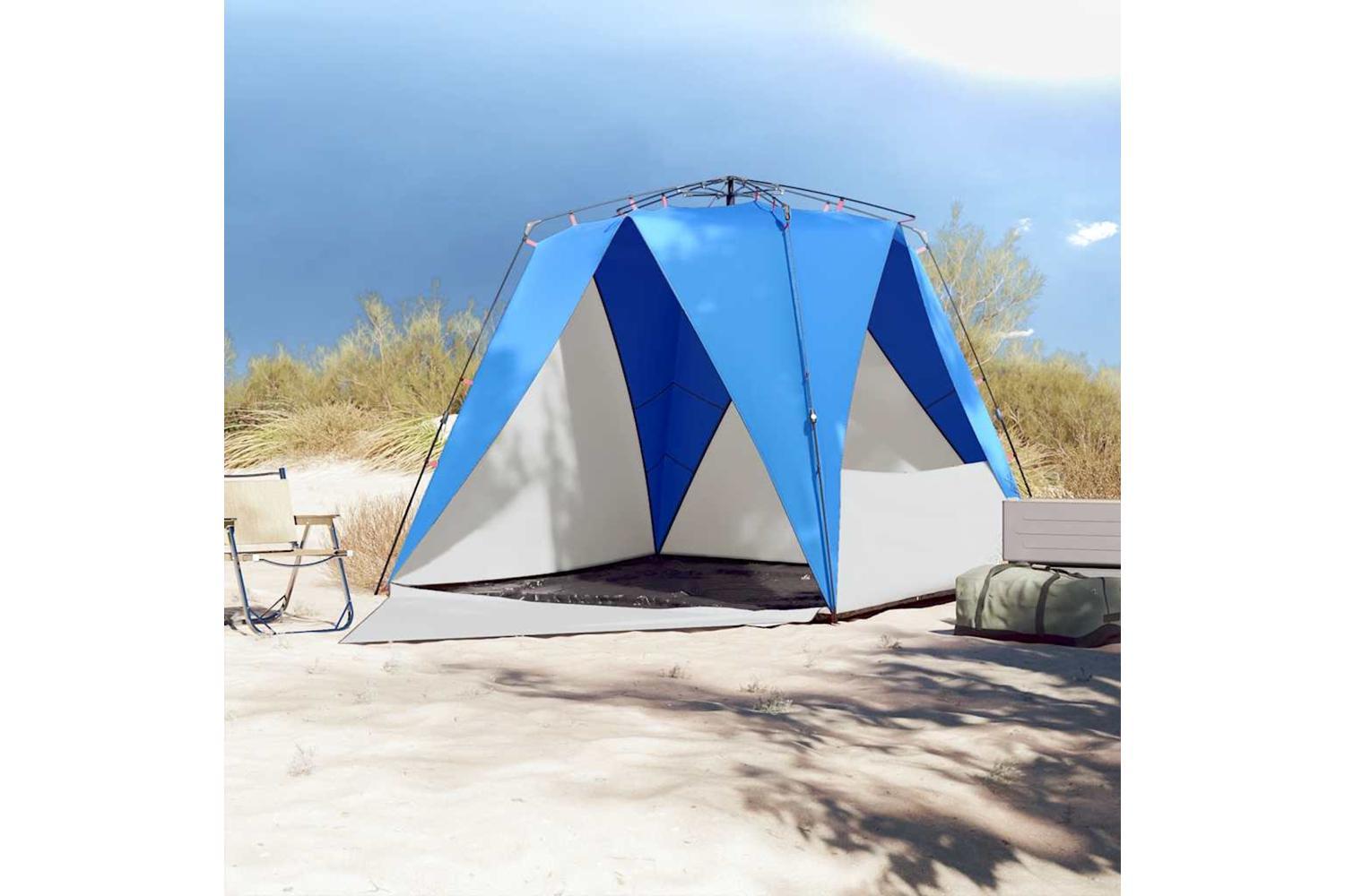 Vidaxl Beach Tent 4-person Azure Blue Quick Release Waterproof-3