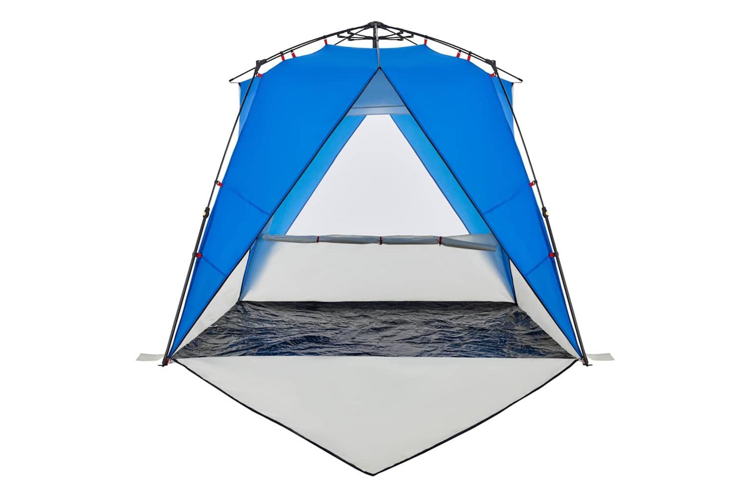Vidaxl Beach Tent 4-person Azure Blue Quick Release Waterproof-9