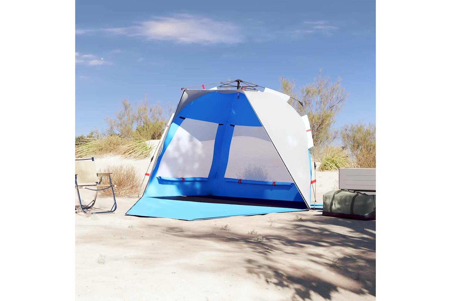 Vidaxl Beach Tent 3-person Azure Blue Quick Release Waterproof-3