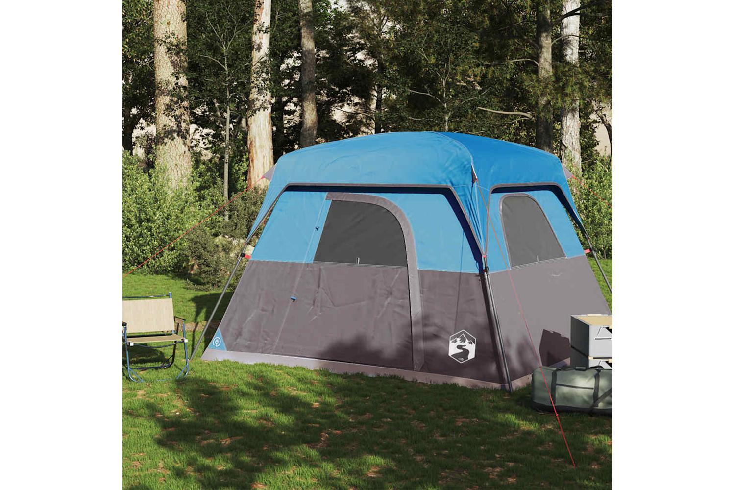 Vidaxl Camping Tent Cabin 4-person Blue Waterproof-3
