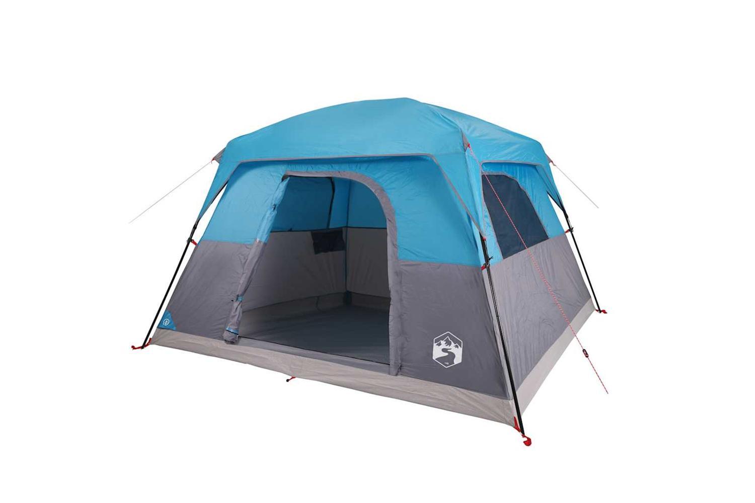 Vidaxl Camping Tent Cabin 4-person Blue Waterproof-5