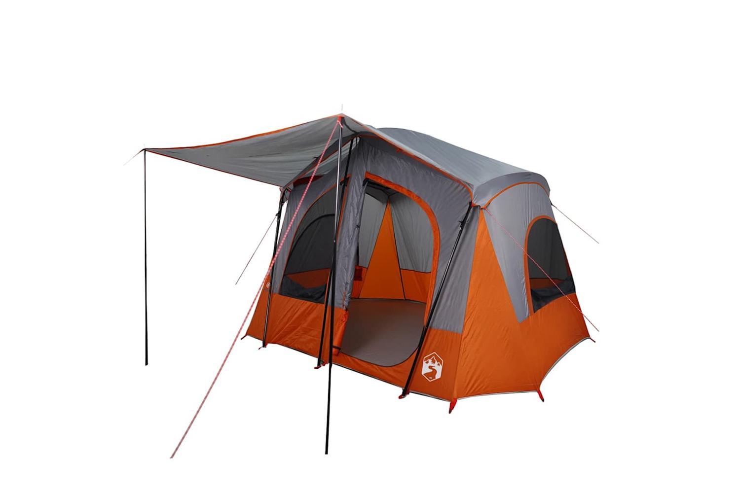 Vidaxl Camping Tent Cabin 5-person Grey And Orange Waterproof-3