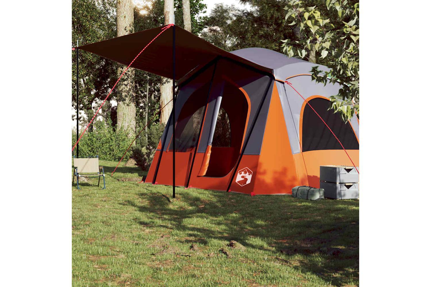 Vidaxl Camping Tent Cabin 5-person Grey And Orange Waterproof-4