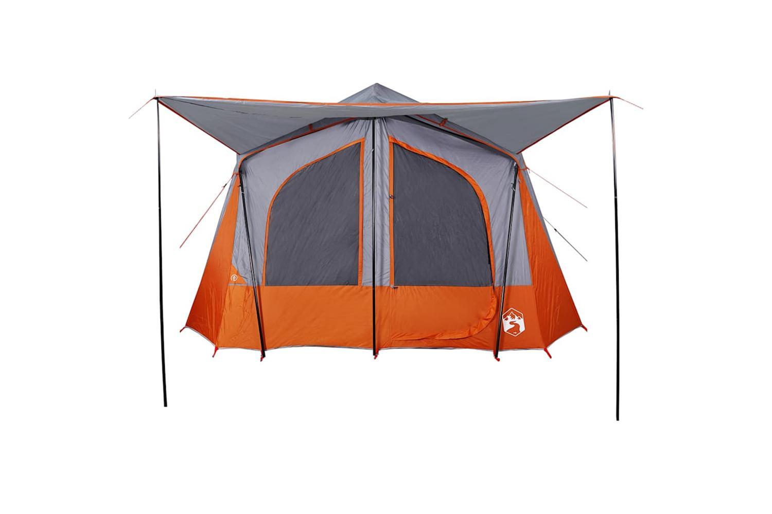 Vidaxl Camping Tent Cabin 5-person Grey And Orange Waterproof-5