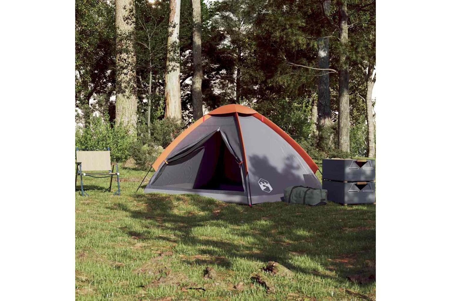 Vidaxl Camping Tent Dome 2-person Grey And Orange Waterproof-4