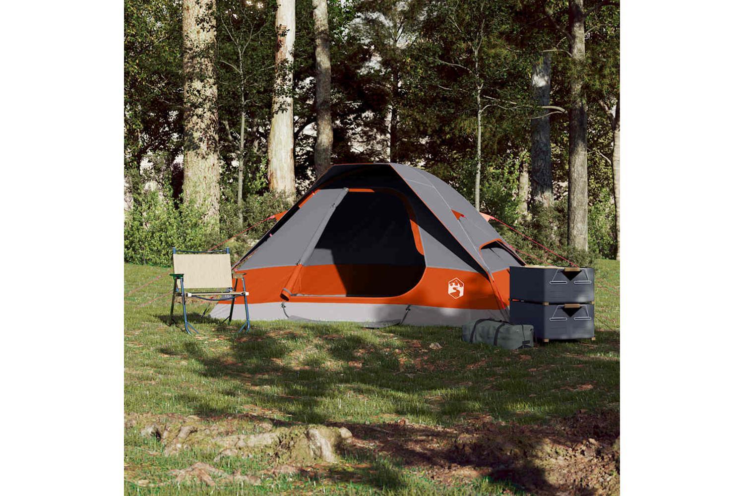 Vidaxl Camping Tent Dome 2-person Grey And Orange Waterproof-3