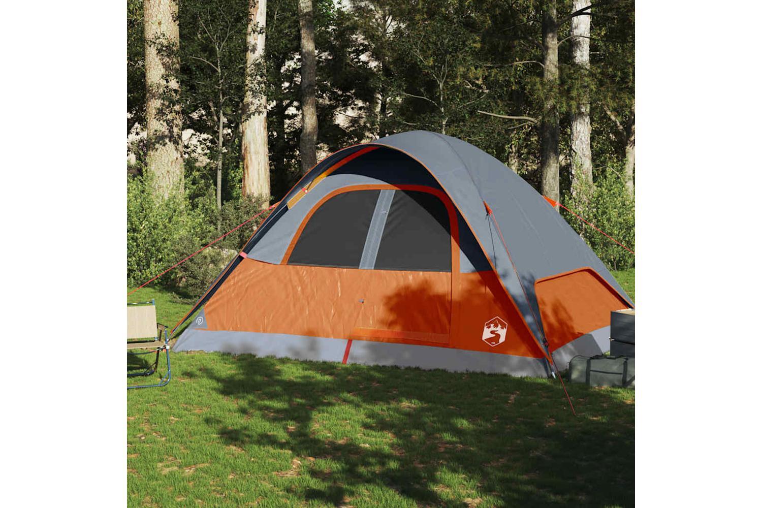 Vidaxl Family Tent Dome 6-person Orange Waterproof-3