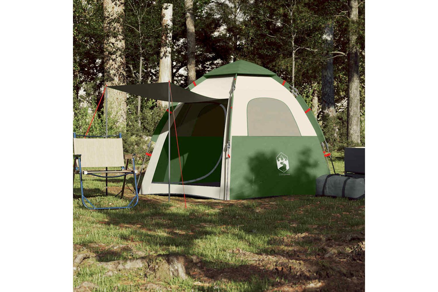 Vidaxl Camping Tent Cabin 4-person Green Quick Release-3