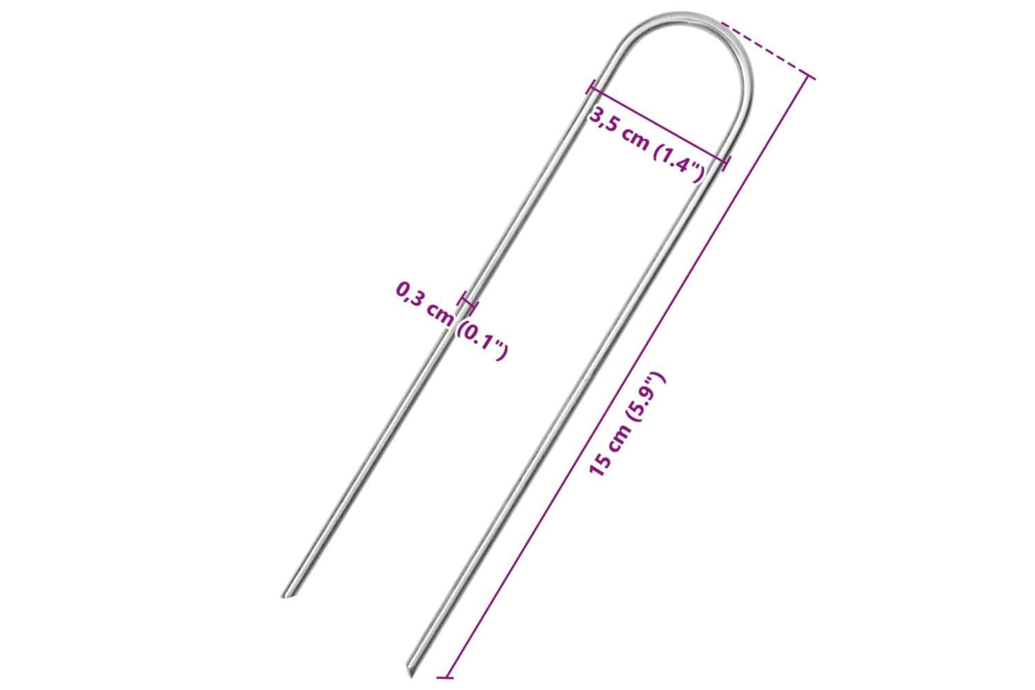 Vidaxl Ground Pegs U Shape 50 Pcs 15x3.5 Cm Galvanised Steel-5