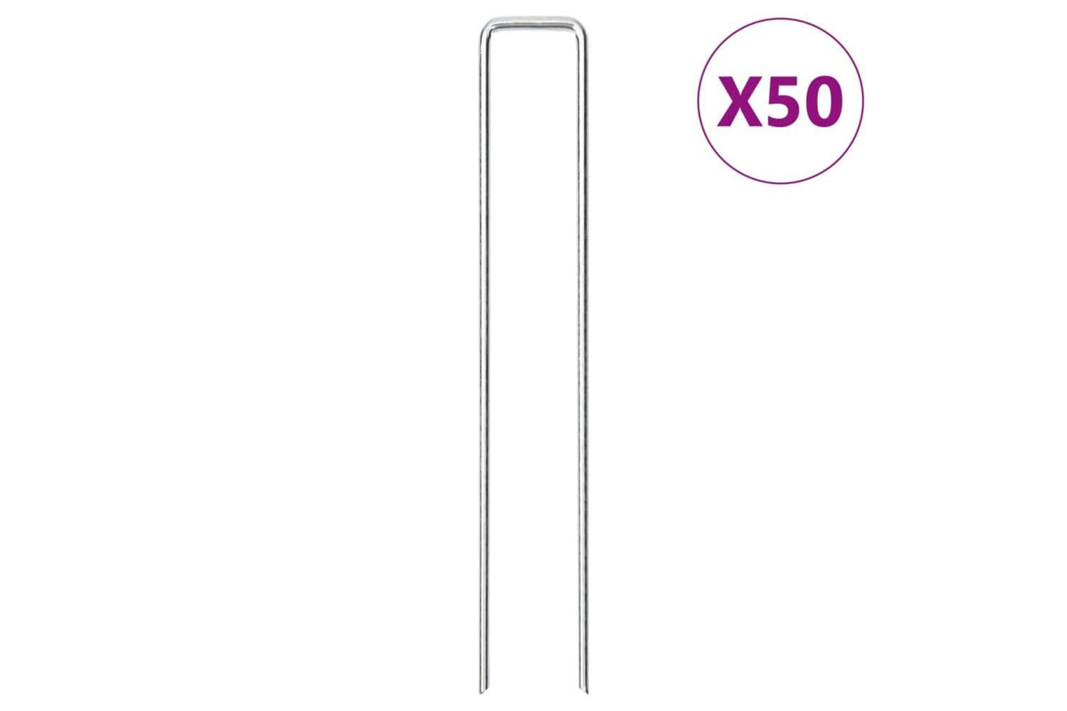 Vidaxl Ground Pegs U Shape 50 Pcs 20x3.5 Cm Galvanised Steel