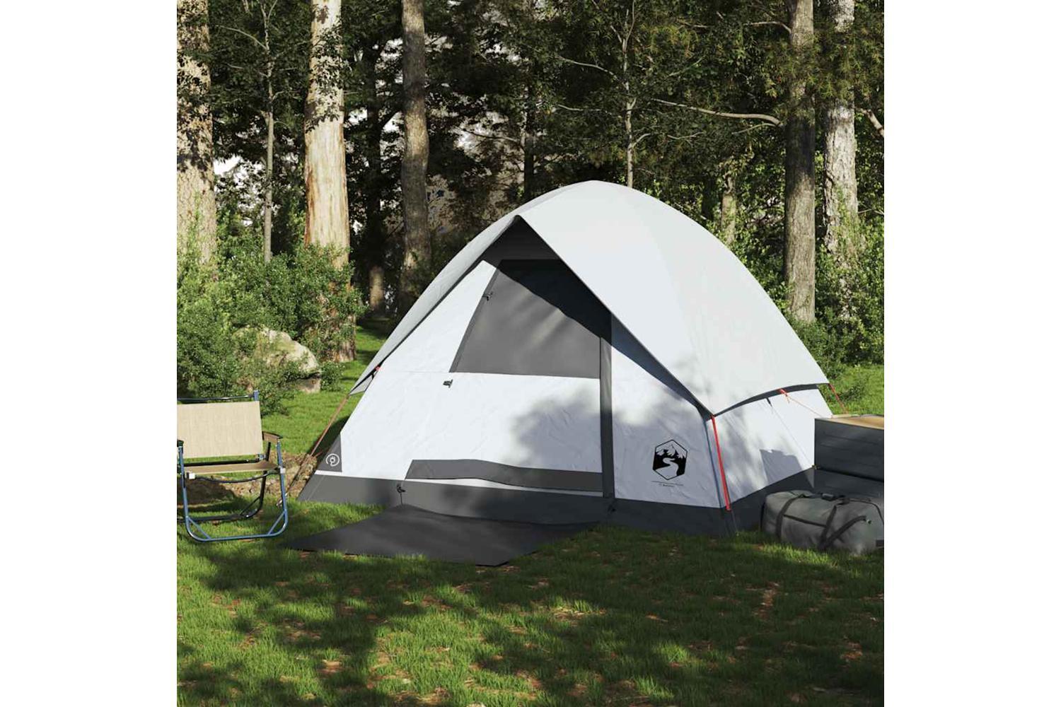 Vidaxl Camping Tent Dome 4-person White Blackout Fabric Waterproof-4