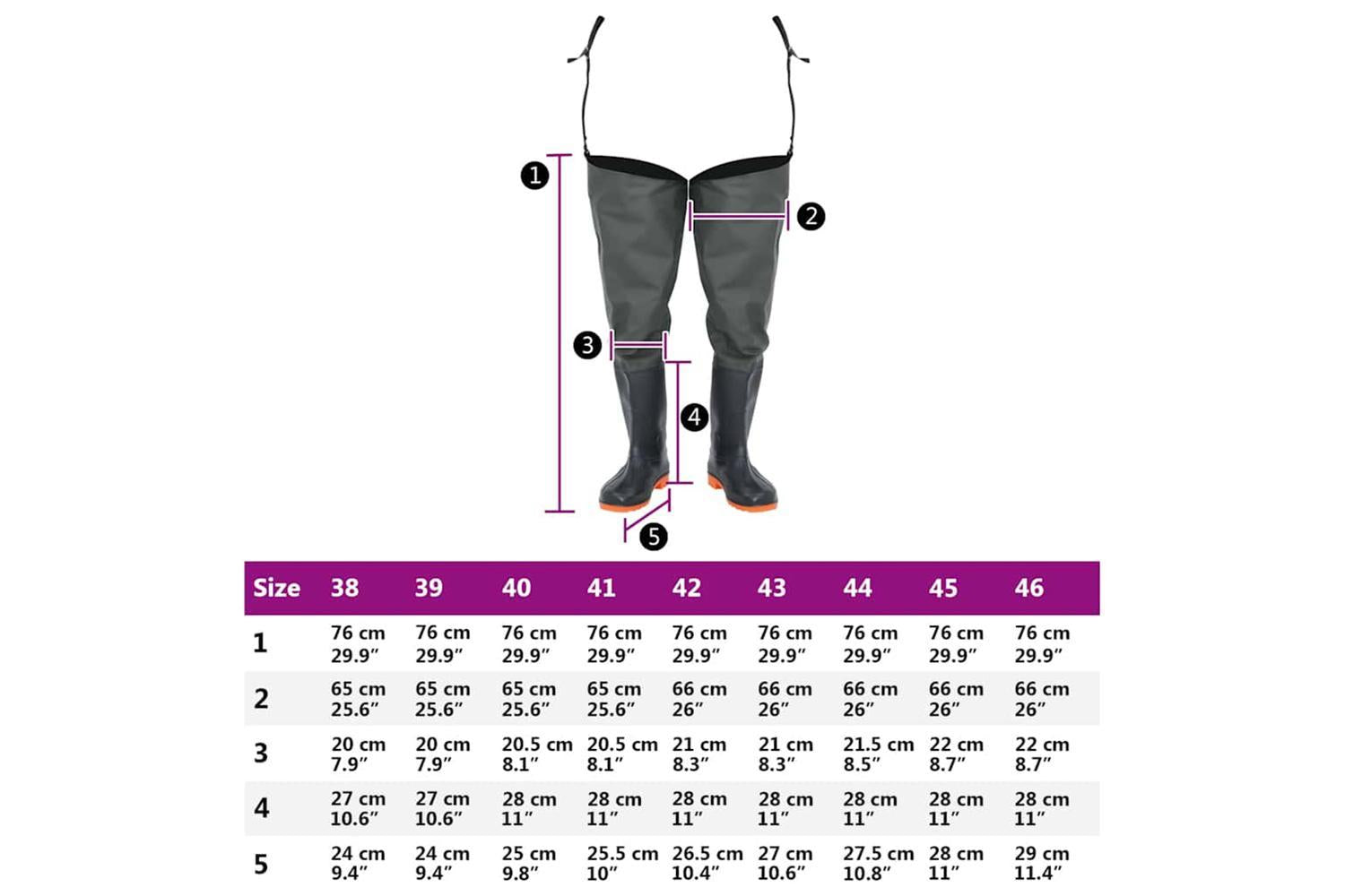 Vidaxl Hip Waders Dark Green Size 45-7