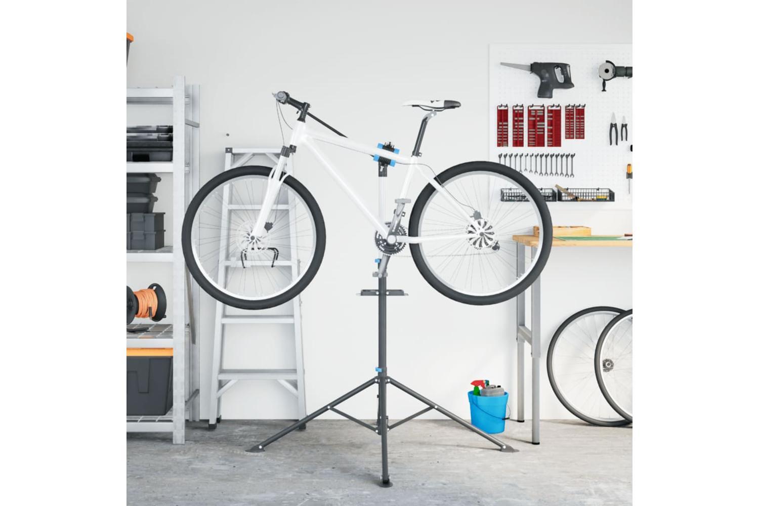 Vidaxl Bike Repair Stand Foldable Adjustable 108-188 Cm Blue Steel-3