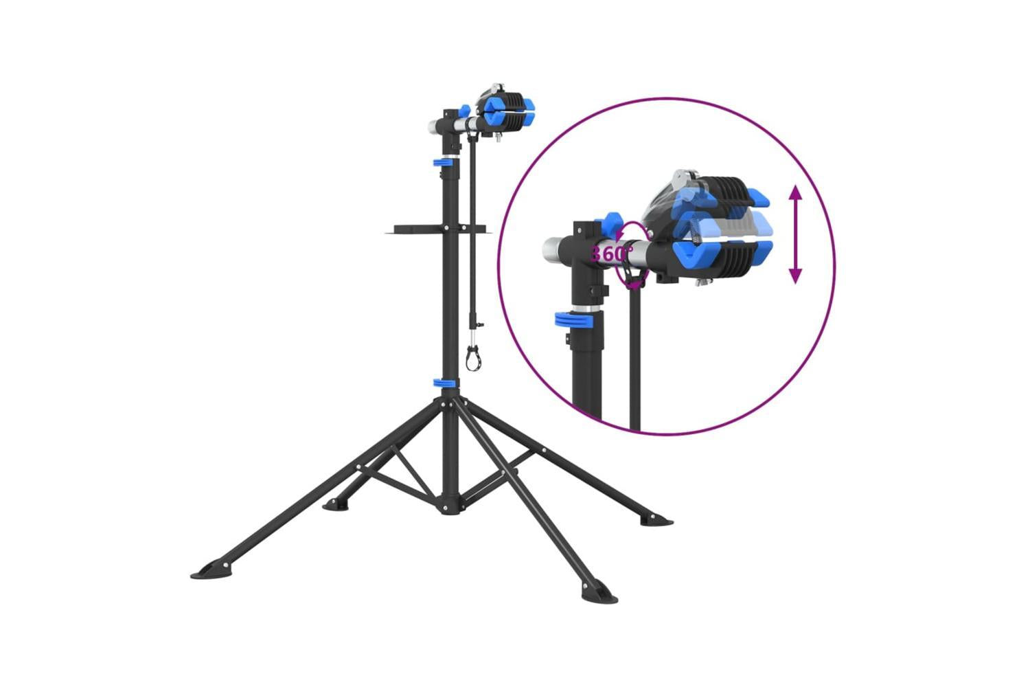 Vidaxl Bike Repair Stand Foldable Adjustable 108-188 Cm Blue Steel-8