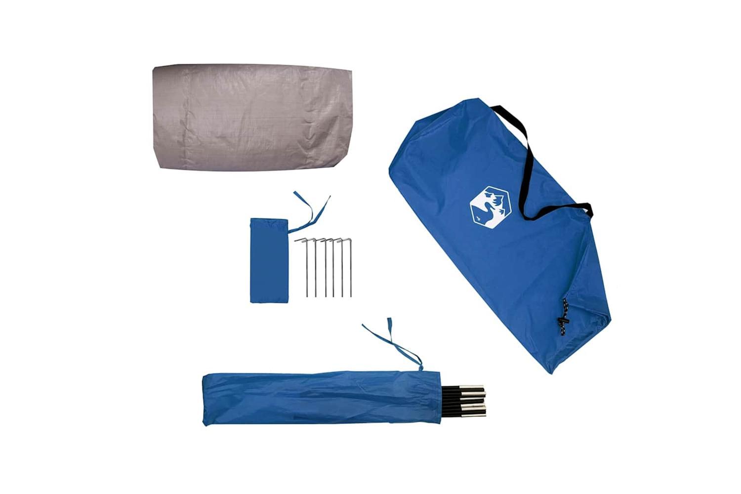 Vidaxl Beach Tent 3-person Azure Blue Waterproof-10