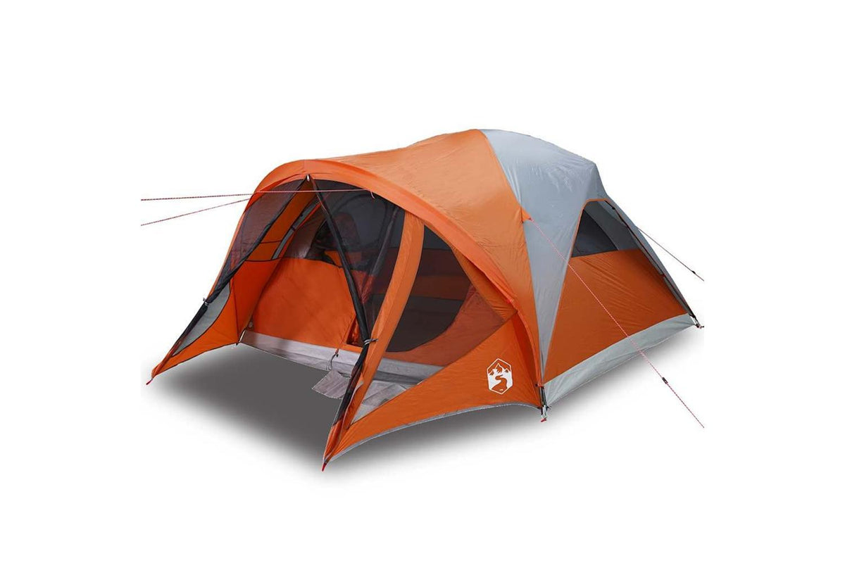 Vidaxl Family Tent Tunnel 6-person Grey And Orange Waterproof