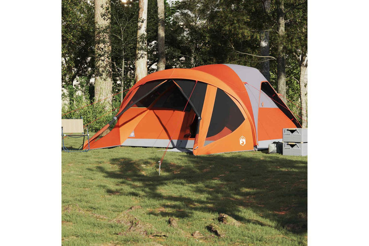 Vidaxl Family Tent Tunnel 6-person Grey And Orange Waterproof-3