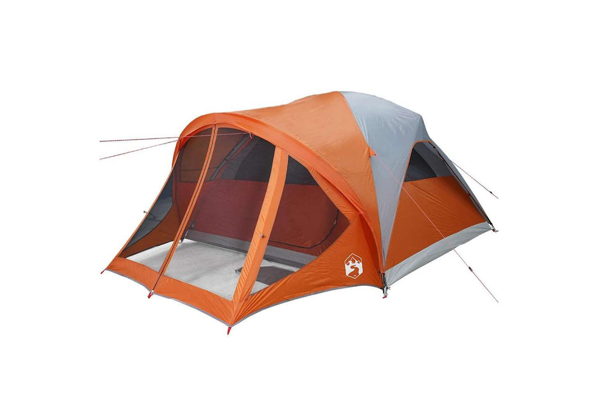 Vidaxl Family Tent Tunnel 6-person Grey And Orange Waterproof-4
