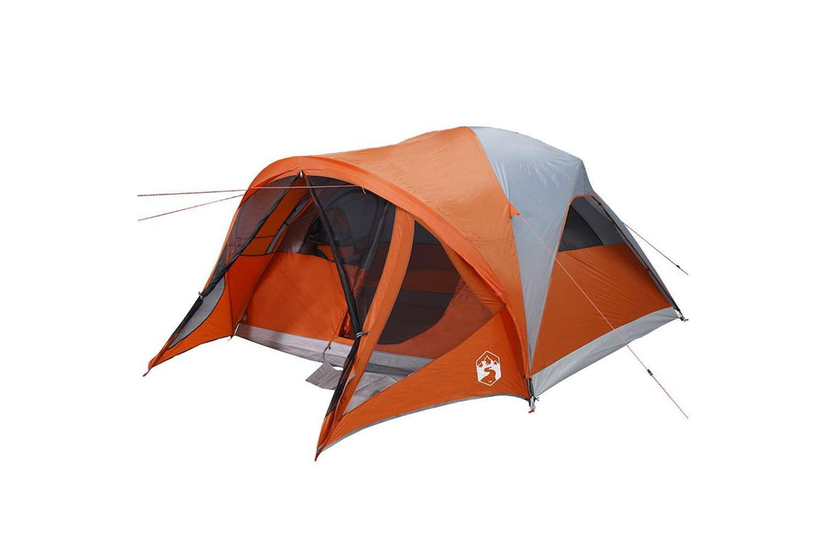 Vidaxl Family Tent Tunnel 6-person Grey And Orange Waterproof-5