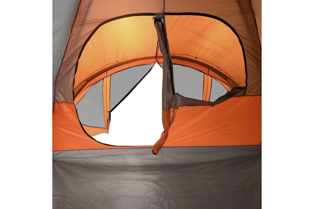 Vidaxl Family Tent Tunnel 6-person Grey And Orange Waterproof-10