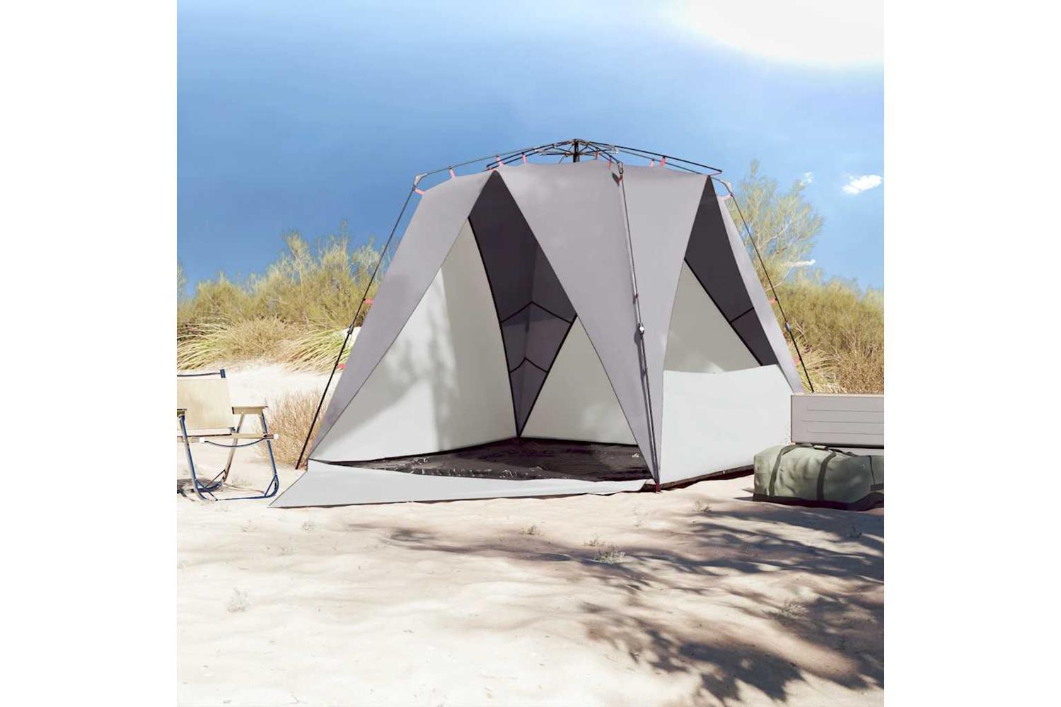 Vidaxl Beach Tent 4-person Grey Quick Release Waterproof-3