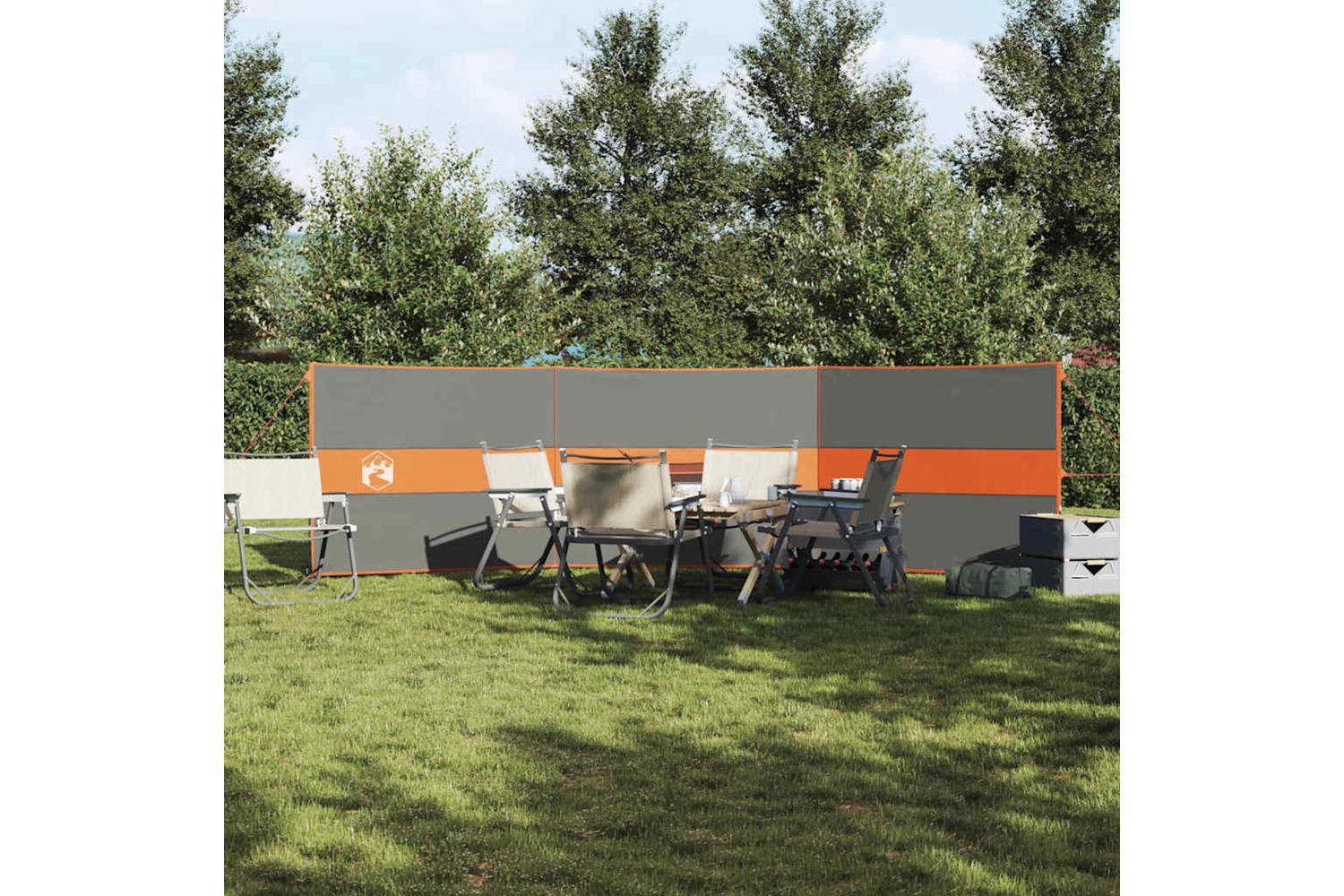 Vidaxl Camping Windbreak Grey And Orange 490x123 Cm Waterproof-3