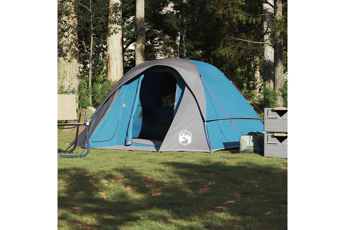 Vidaxl Camping Tent Cabin 4-person Blue Waterproof-4