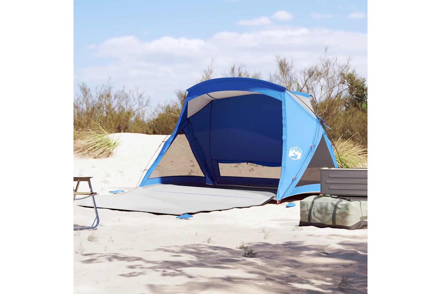 Vidaxl Beach Tent 2-person Azure Blue Waterproof-4
