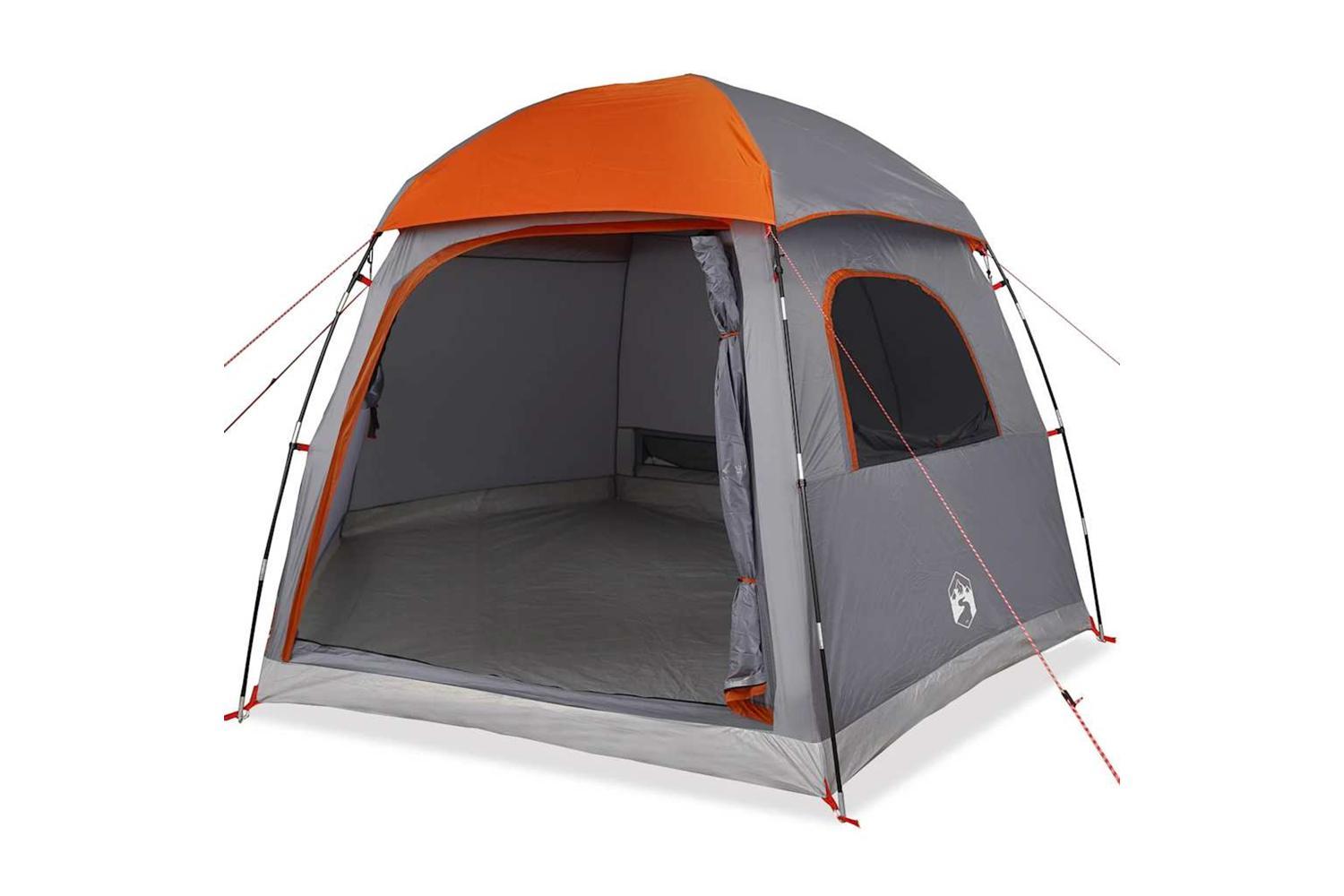 Vidaxl Family Tent Igloo 6-person Grey And Orange Waterproof