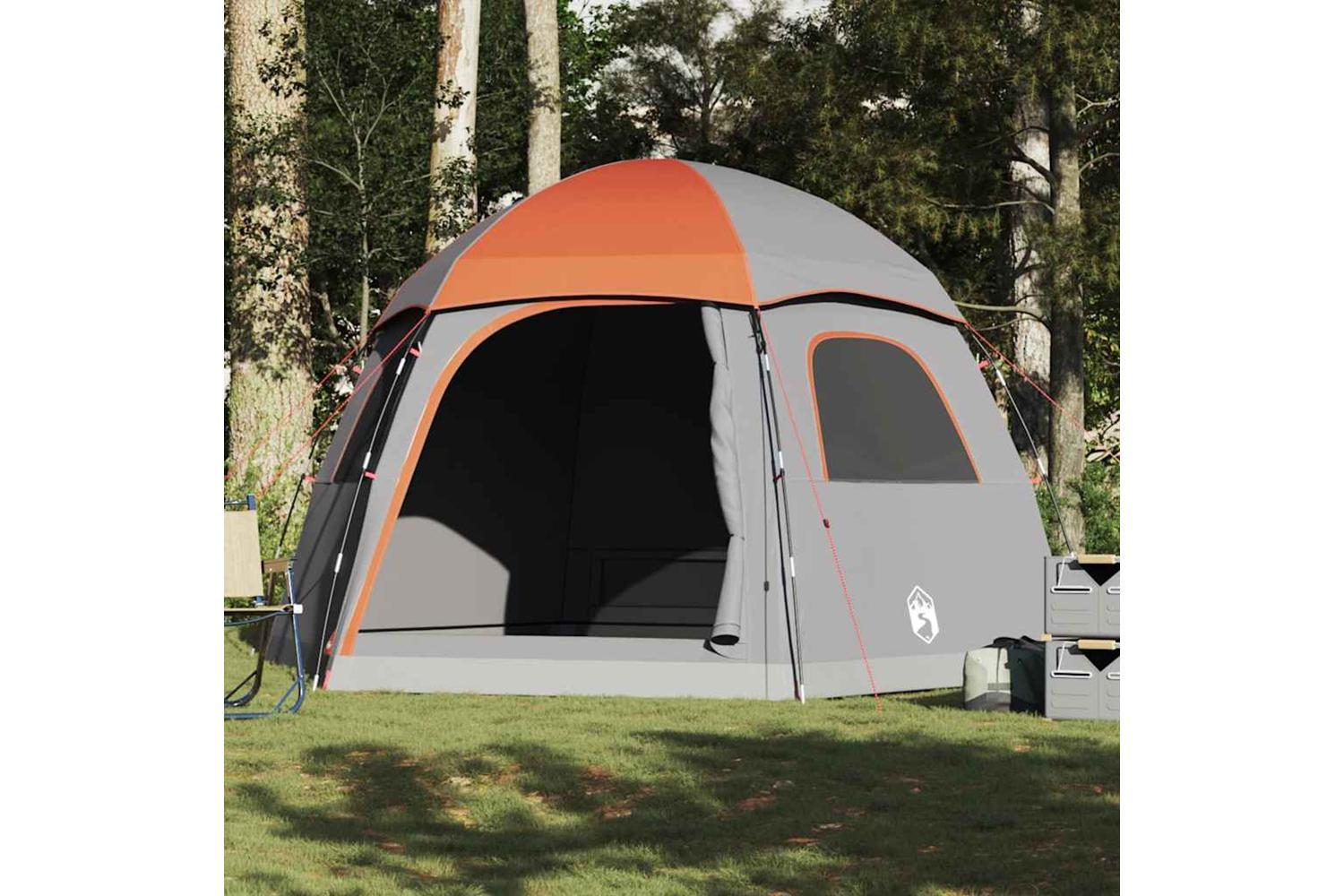 Vidaxl Family Tent Igloo 6-person Grey And Orange Waterproof-4