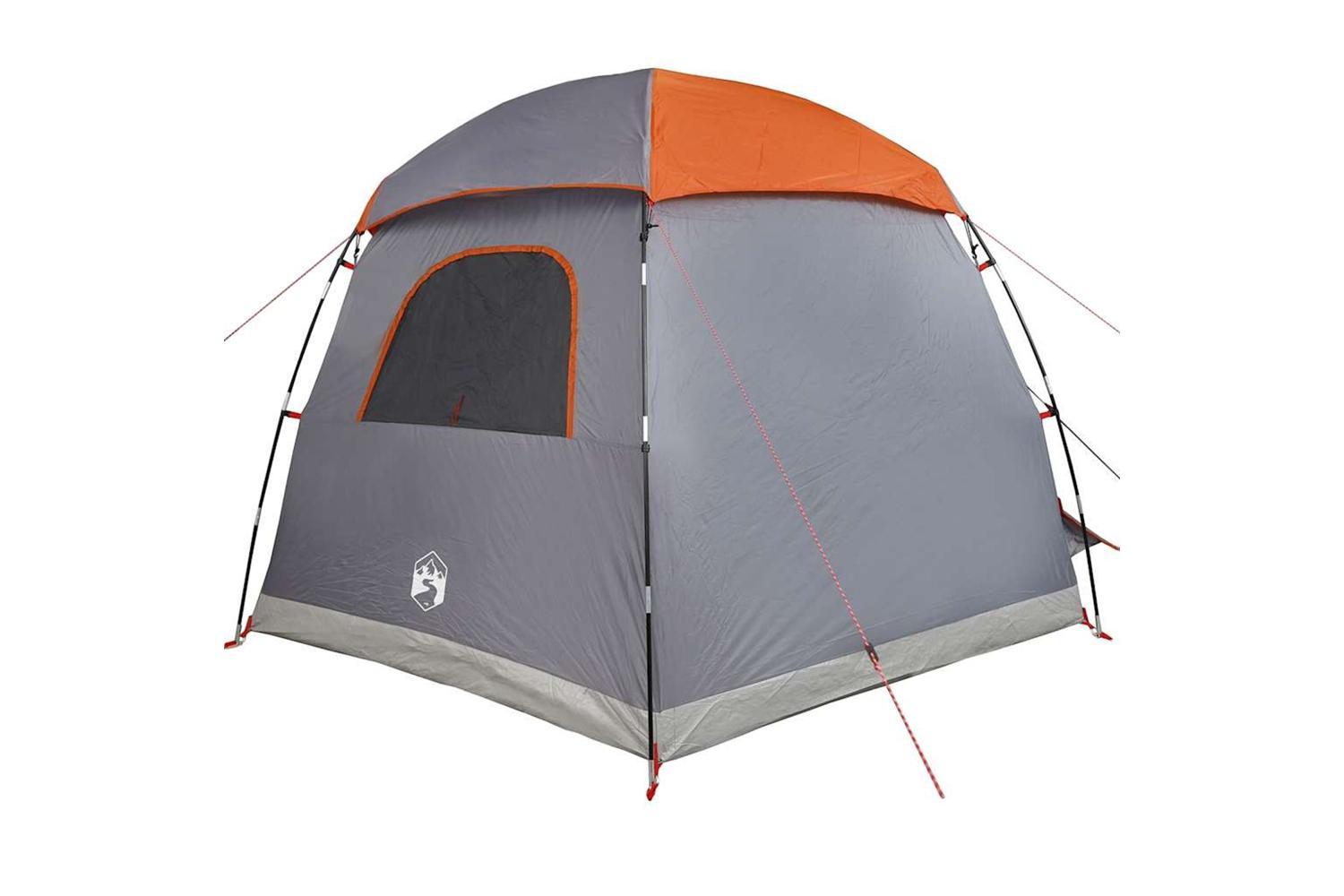 Vidaxl Family Tent Igloo 6-person Grey And Orange Waterproof-7