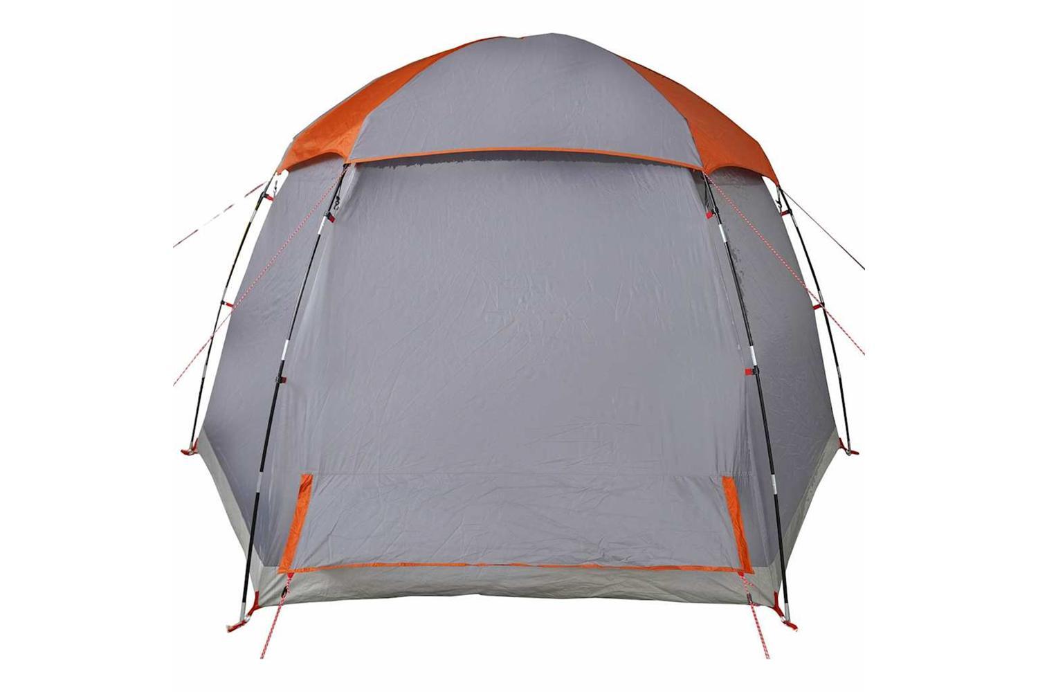 Vidaxl Family Tent Igloo 6-person Grey And Orange Waterproof-8