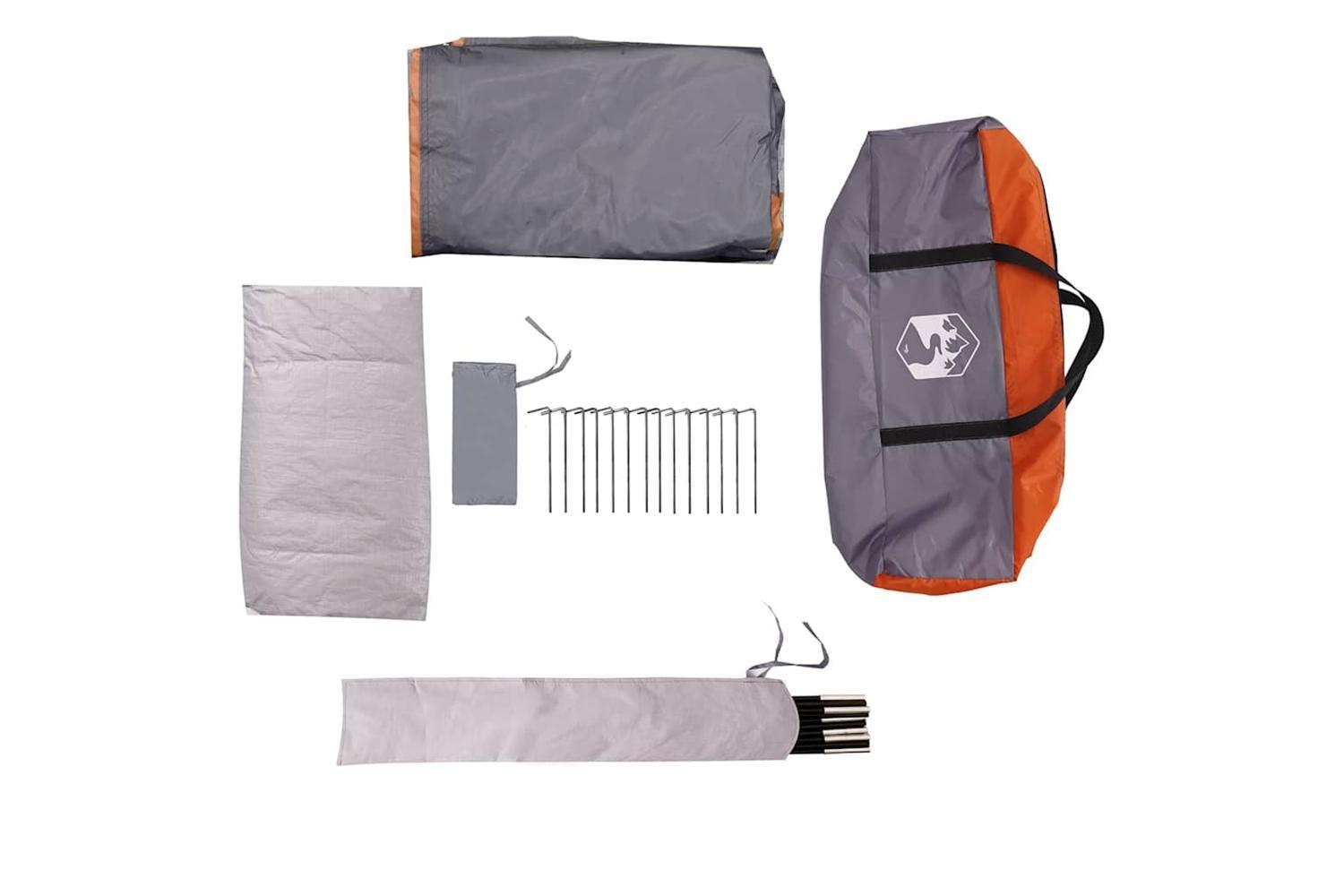 Vidaxl Family Tent Igloo 6-person Grey And Orange Waterproof-10