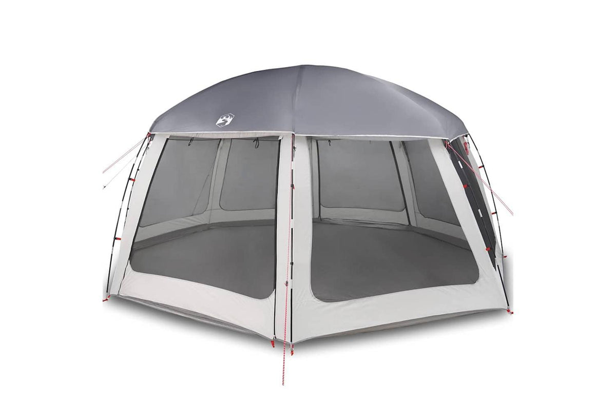 Vidaxl Pool Tent With Removable Fly & Mesh Walls Grey 612x612 Cm-2