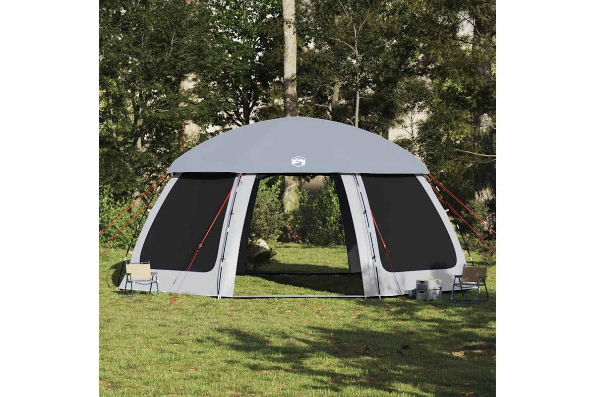 Vidaxl Pool Tent With Removable Fly & Mesh Walls Grey 612x612 Cm-4