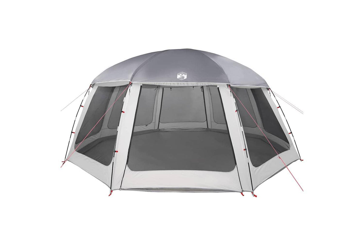 Vidaxl Pool Tent With Removable Fly & Mesh Walls Grey 612x612 Cm-5