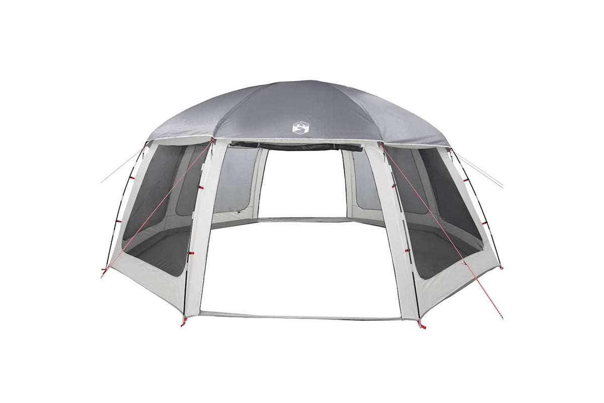 Vidaxl Pool Tent With Removable Fly & Mesh Walls Grey 612x612 Cm-6