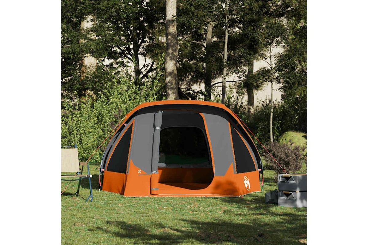 Vidaxl Camping Tent Cabin 4-person Grey And Orange Waterproof-5