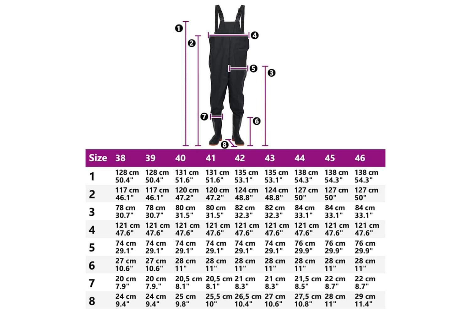 Vidaxl Chest Waders With Boots Black Size 44-8