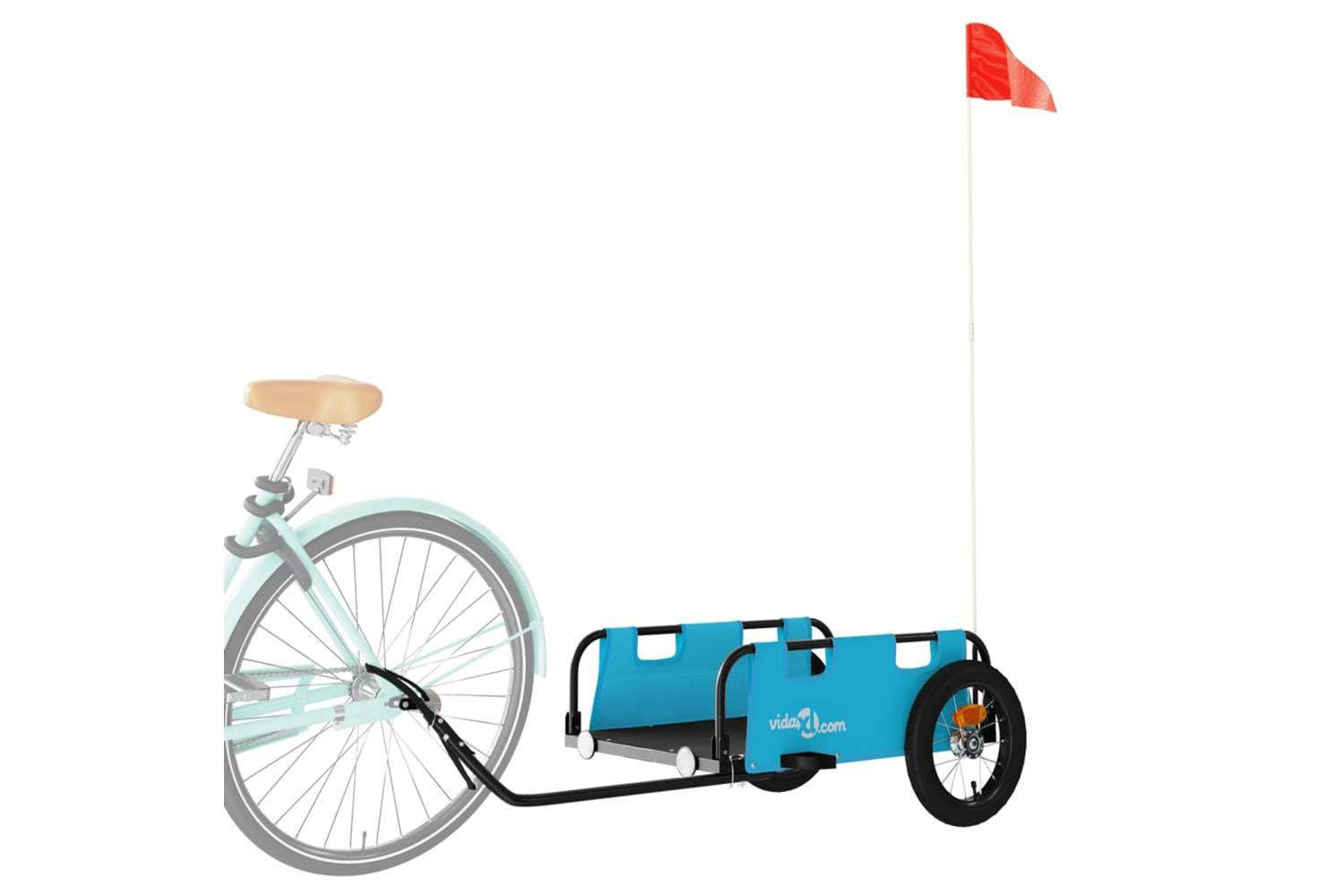 Vidaxl Bike Trailer Blue Oxford Fabric And Iron-3