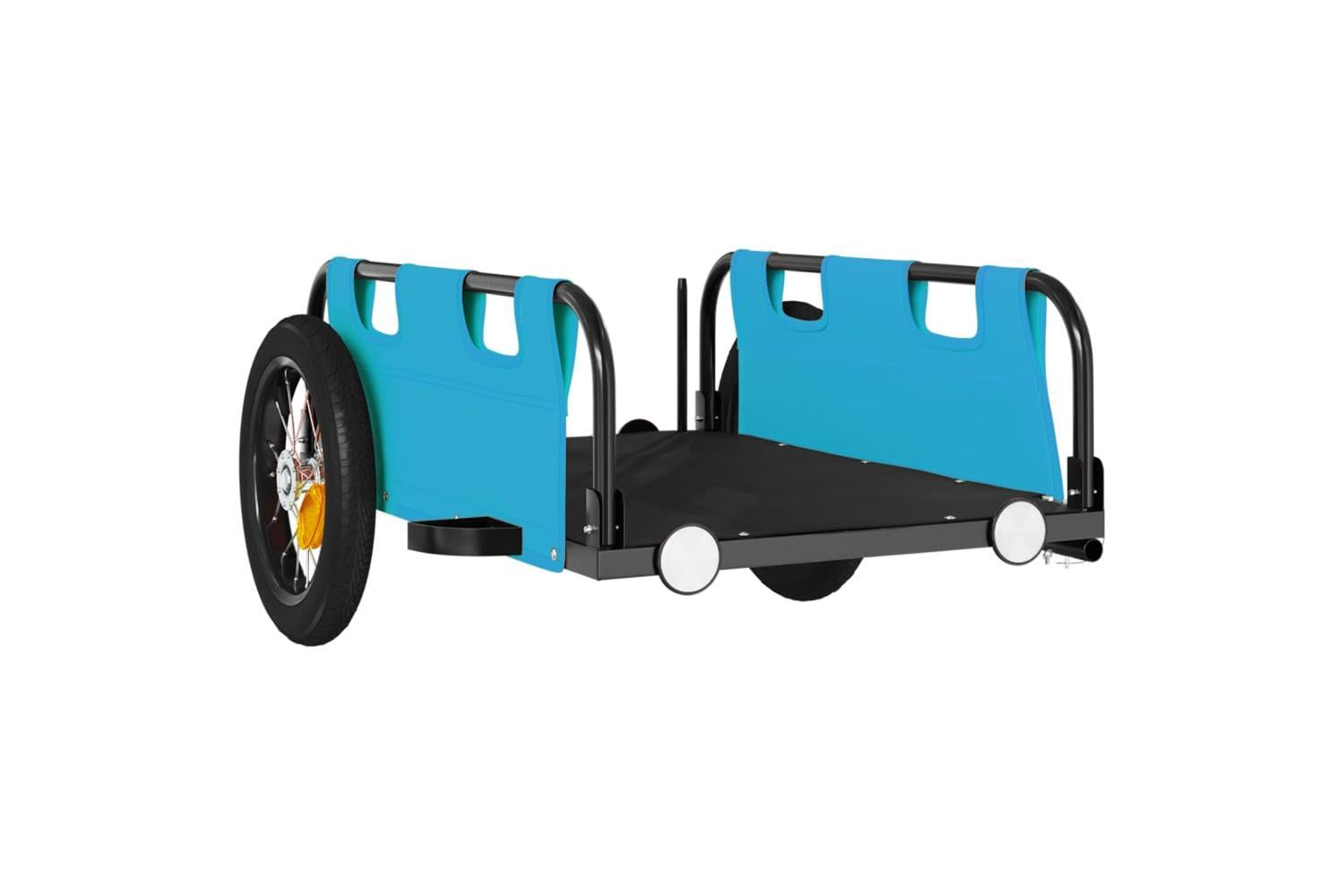 Vidaxl Bike Trailer Blue Oxford Fabric And Iron-4