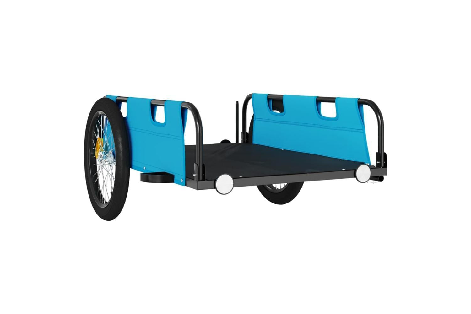 Vidaxl Bike Trailer Blue Oxford Fabric And Iron-4
