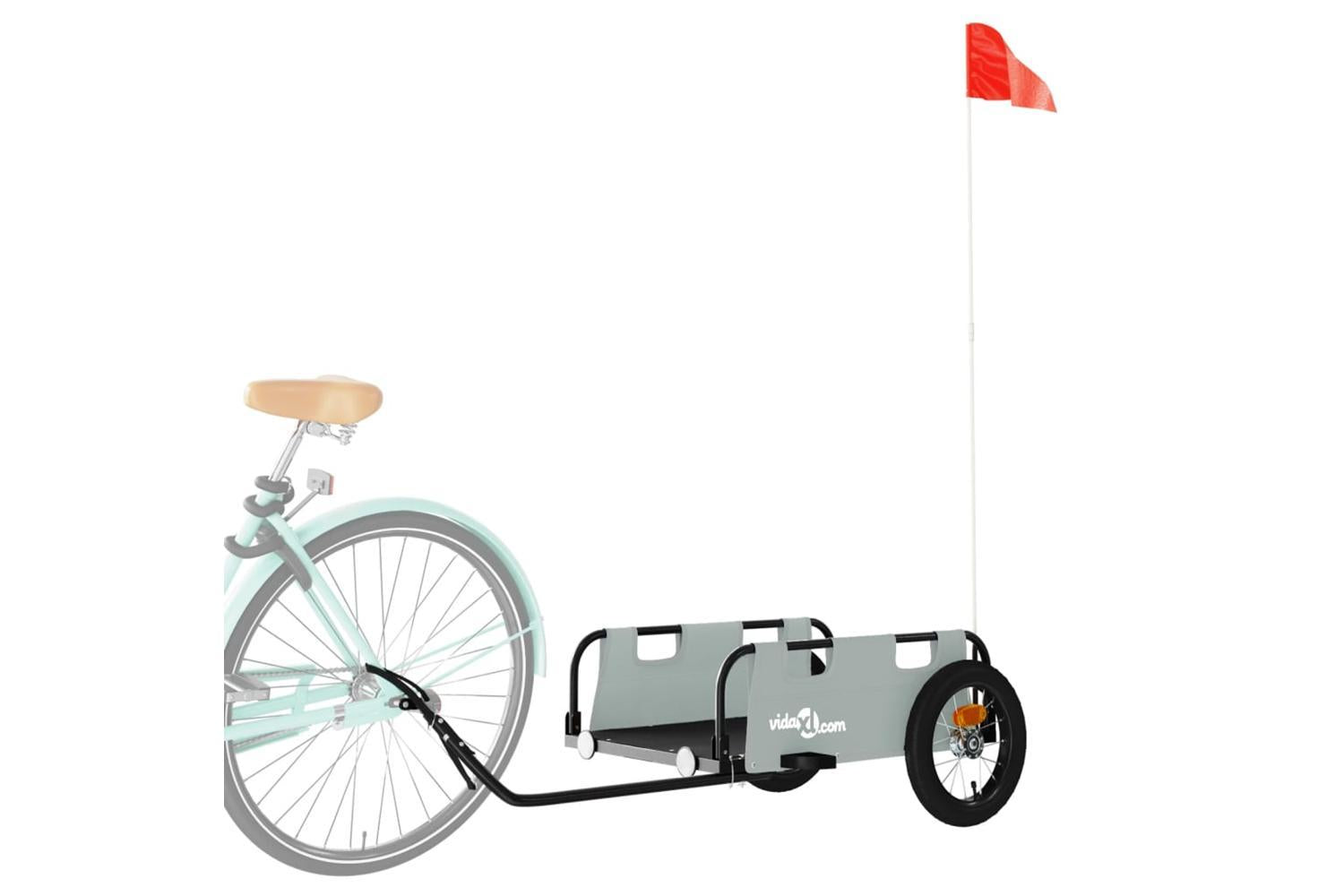 Vidaxl Bike Trailer Grey Oxford Fabric And Iron-3