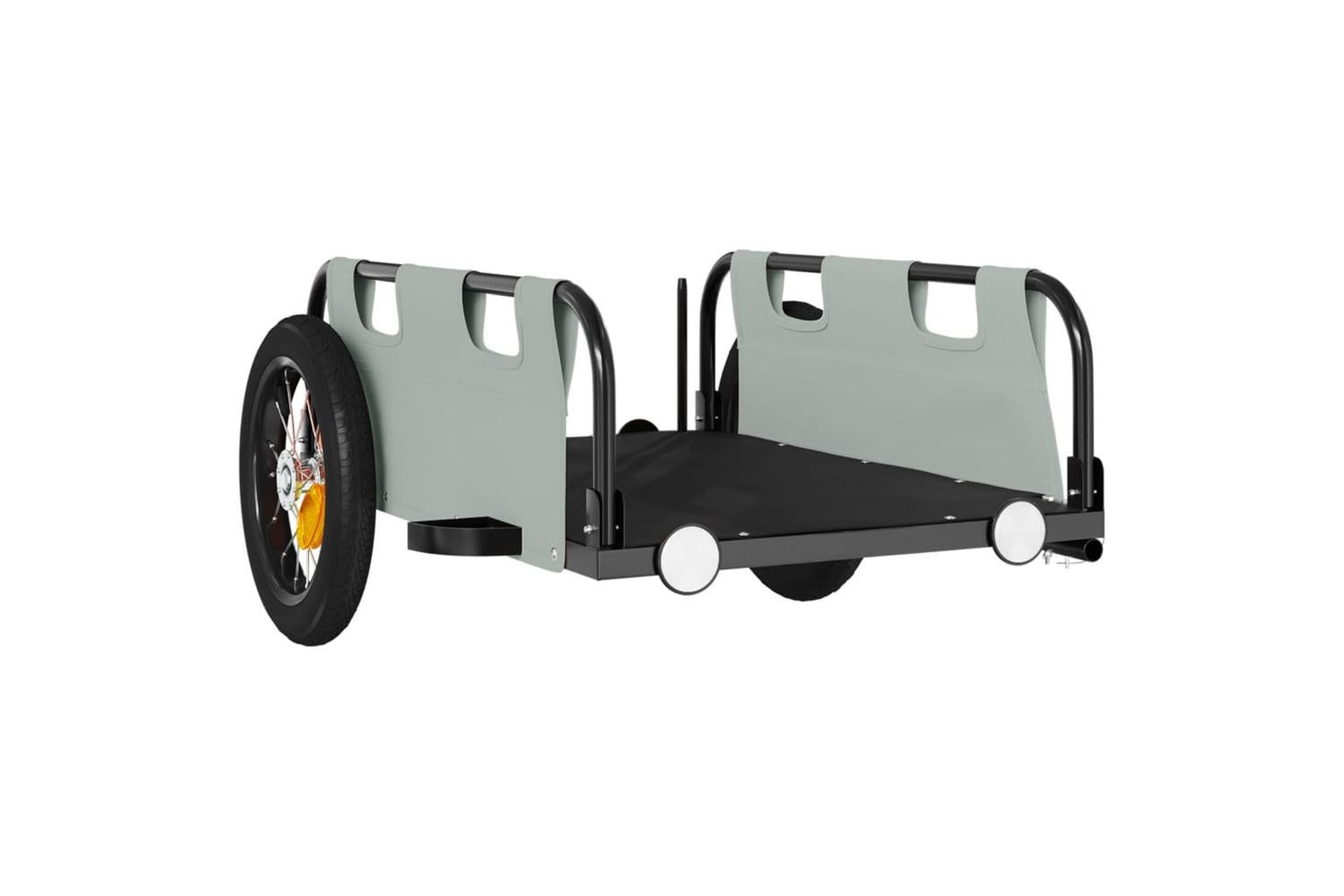Vidaxl Bike Trailer Grey Oxford Fabric And Iron-4